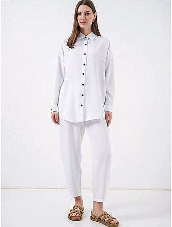 Set coordinato in misto lino con camicia a maniche lunghe e pantaloni bdart