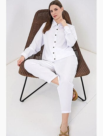 Set coordinato in misto lino con camicia a maniche lunghe e pantaloni bdart