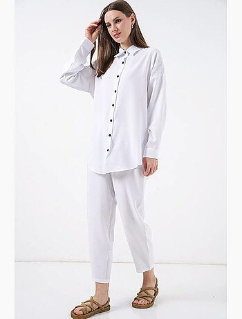 Set coordinato in misto lino con camicia a maniche lunghe e pantaloni bdart