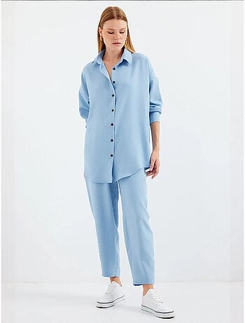 Set coordinato in misto lino con camicia a maniche lunghe e pantaloni bdart