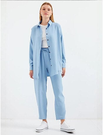 Set coordinato in misto lino con camicia a maniche lunghe e pantaloni bdart