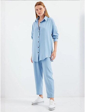 Set coordinato in misto lino con camicia a maniche lunghe e pantaloni bdart