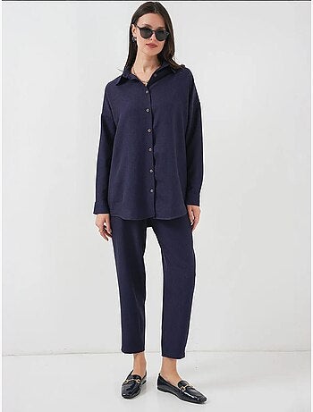 Set coordinato in misto lino con camicia a maniche lunghe e pantaloni bdart