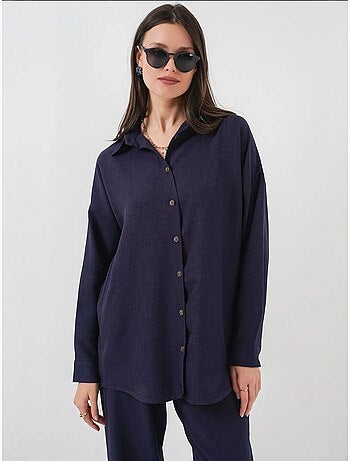 Set coordinato in misto lino con camicia a maniche lunghe e pantaloni bdart