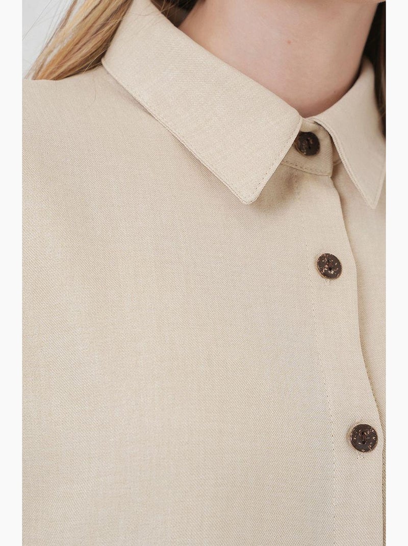 Set coordinato in misto lino con camicia a maniche lunghe e pantaloni bdart Crema - Kiabi