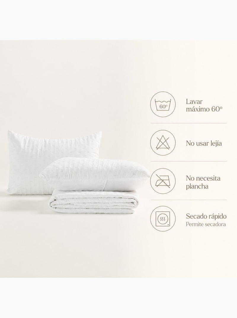 Set copriletto tinta unita trapuntato con federa. Bianco - Kiabi