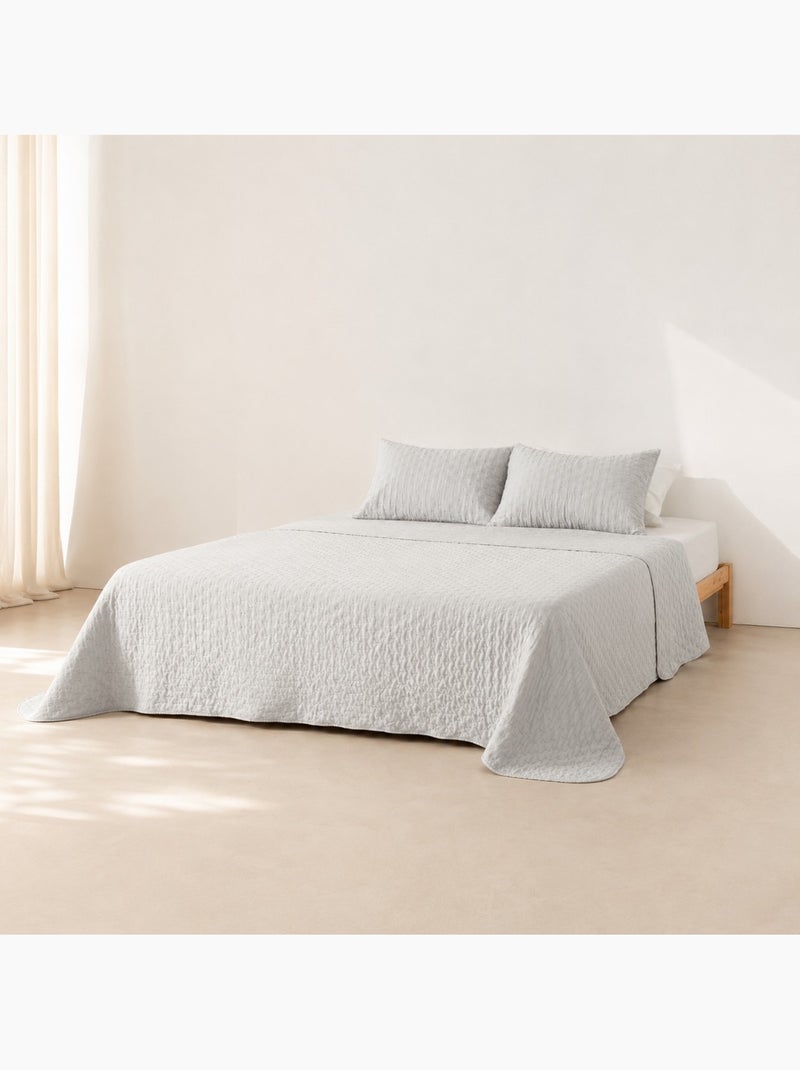 Set copriletto tinta unita trapuntato con federa. Grigio chiaro - Kiabi