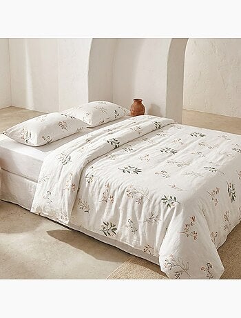 Set copripiumino 100% cotone a fiori, include federa per cuscino - Gamusi