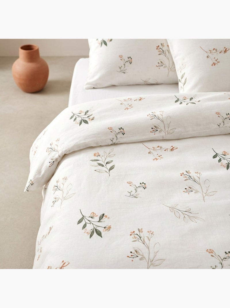 Set copripiumino 100% cotone a fiori, include federa per cuscino - Gamusi Bianco - Kiabi