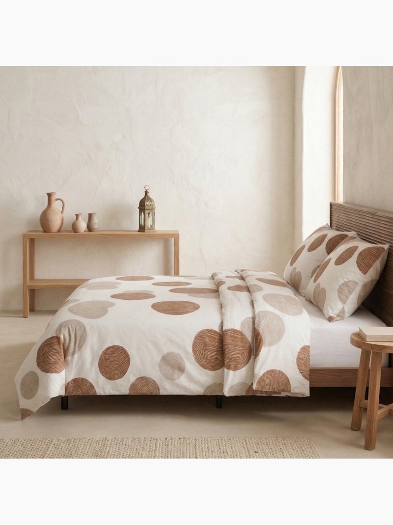 Set copripiumino 100% cotone a pois, include federa per cuscino - Gamusi Marrone - Kiabi