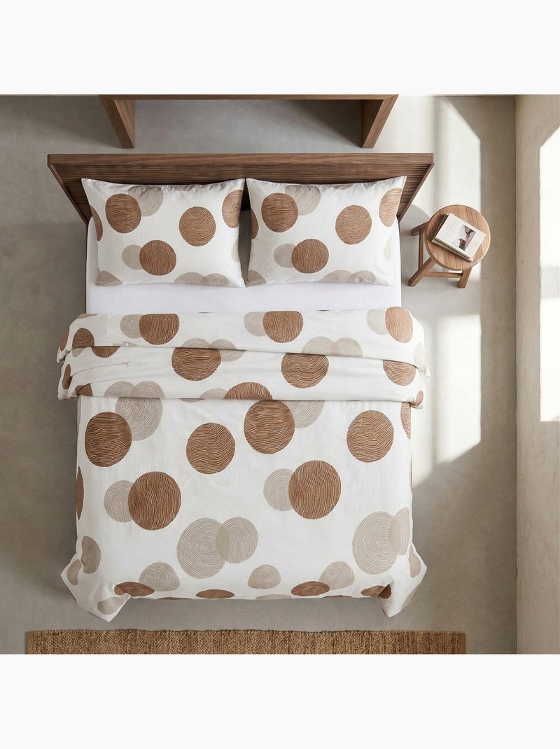 Set copripiumino 100% cotone a pois, include federa per cuscino - Gamusi Marrone - Kiabi