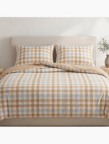 Set copripiumino 100% cotone a quadretti vichy, include federa per cuscino - Gamusi