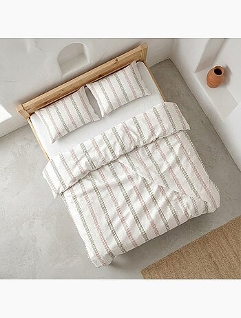 Set copripiumino 100% cotone a righe con federa/e, chiusura a pressione - gamusi.