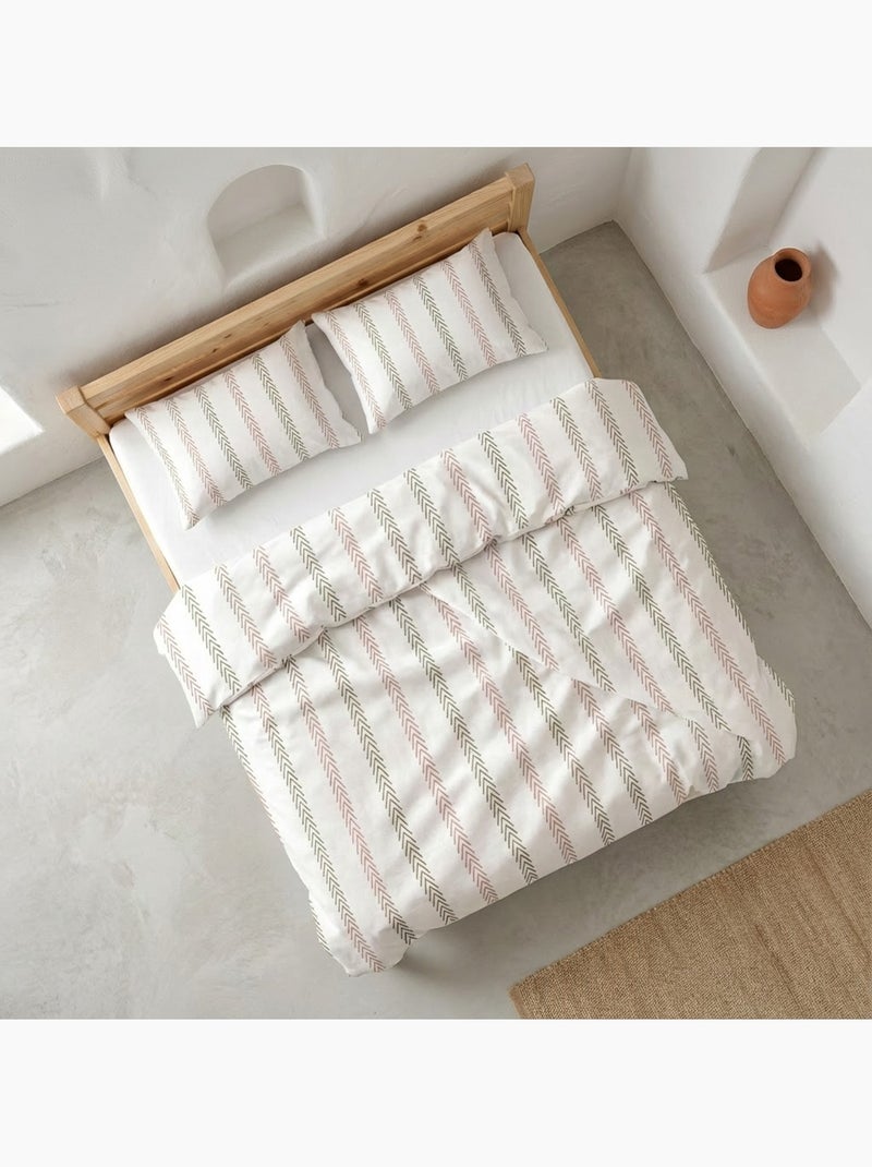 Set copripiumino 100% cotone a righe con federa/e, chiusura a pressione - gamusi. Verde - Kiabi
