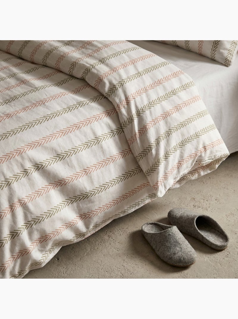 Set copripiumino 100% cotone a righe con federa/e, chiusura a pressione - gamusi. Verde - Kiabi