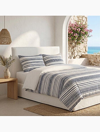 Set copripiumino 100% cotone a righe, include federa per cuscino - Gamusi
