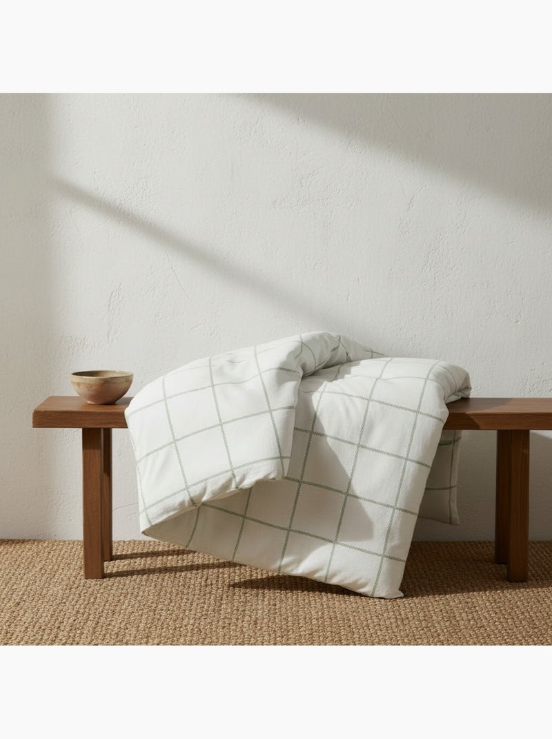 Set copripiumino 100% cotone a rombi con federa/e, chiusura a pressione - gamusi. Verde acqua - Kiabi