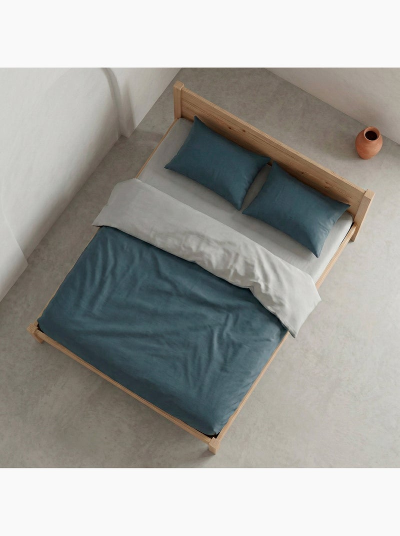 Set copripiumino 100% cotone, con federa/e, bicolore reversibile - Gamusi. Blu grigio - Kiabi