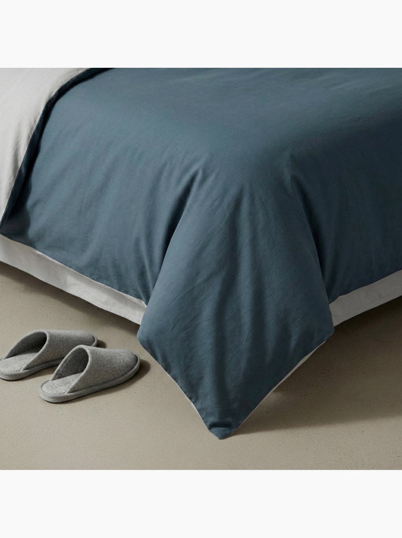 Set copripiumino 100% cotone, con federa/e, bicolore reversibile - Gamusi. Blu grigio - Kiabi