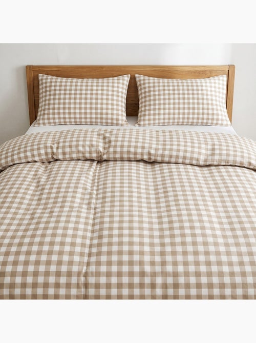 Set copripiumino 100% cotone con federa/e, quadretti vichy, beige - gamusi. - Kiabi