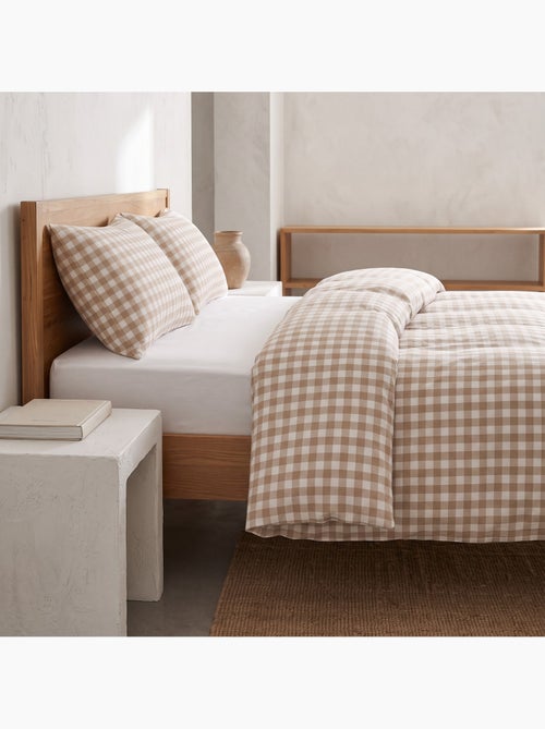 Set copripiumino 100% cotone con federa/e, quadretti vichy, beige - gamusi. - Kiabi