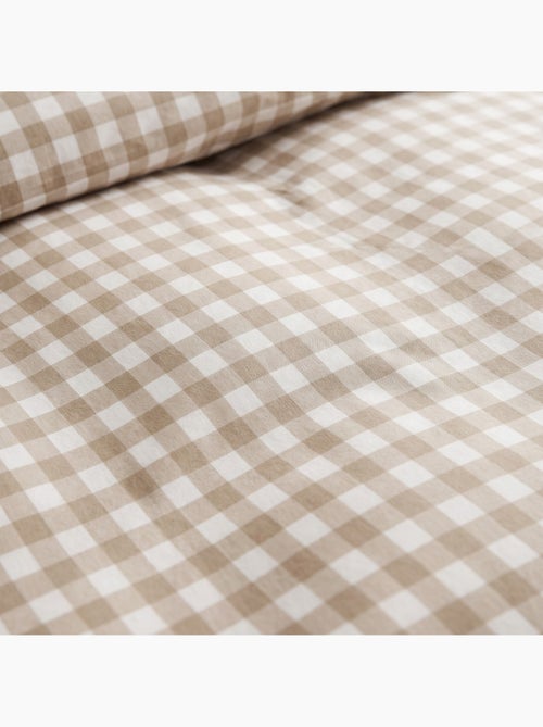 Set copripiumino 100% cotone con federa/e, quadretti vichy, beige - gamusi. - Kiabi