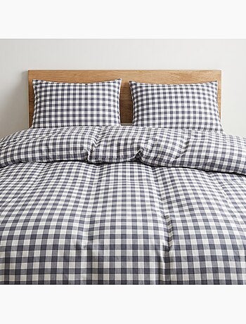 Set copripiumino 100% cotone con federa/e, quadretti vichy, beige - gamusi.
