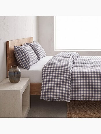 Set copripiumino 100% cotone con federa/e, quadretti vichy, beige - gamusi.