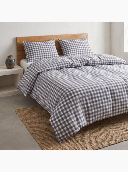 Set copripiumino 100% cotone con federa/e, quadretti vichy, blu - gamusi. - Kiabi