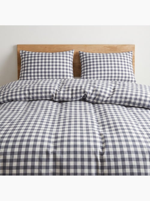 Set copripiumino 100% cotone con federa/e, quadretti vichy, blu - gamusi. - Kiabi