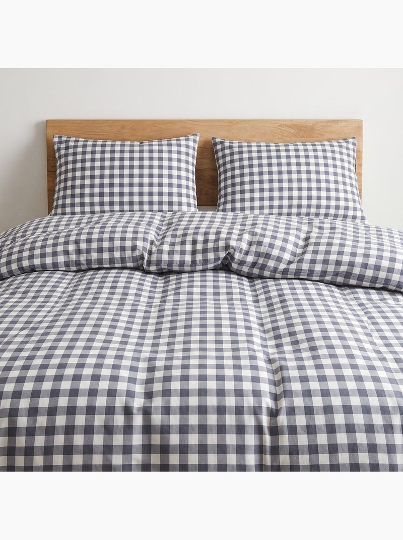 Set copripiumino 100% cotone con federa/e, quadretti vichy, blu - gamusi. Blu - Kiabi