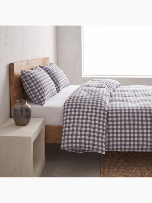Set copripiumino 100% cotone con federa/e, quadretti vichy, blu - gamusi. - Kiabi