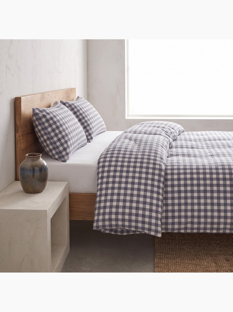 Set copripiumino 100% cotone con federa/e, quadretti vichy, blu - gamusi. Blu - Kiabi
