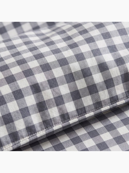 Set copripiumino 100% cotone con federa/e, quadretti vichy, blu - gamusi. - Kiabi