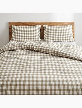 Set copripiumino 100% cotone con federa/e, quadretti vichy, beige - gamusi.