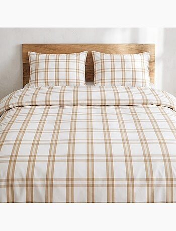 Set copripiumino 100% cotone con federa/e, quadri finestra, beige - gamusi.