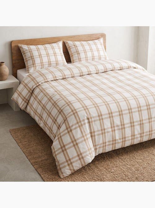 Set copripiumino 100% cotone con federa/e, quadri finestra, beige - gamusi. - Kiabi