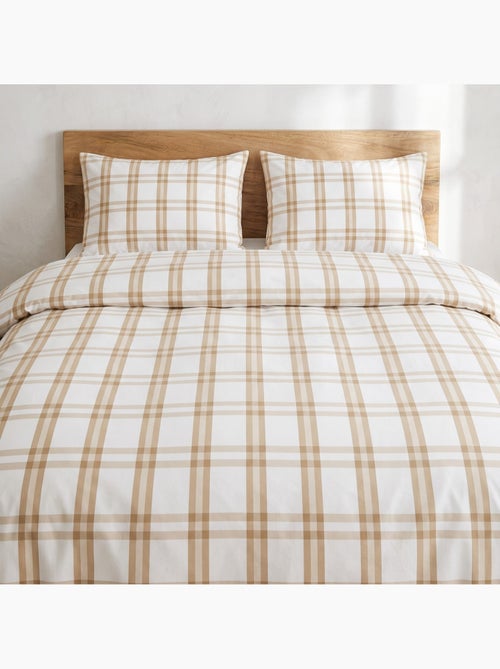 Set copripiumino 100% cotone con federa/e, quadri finestra, beige - gamusi. - Kiabi