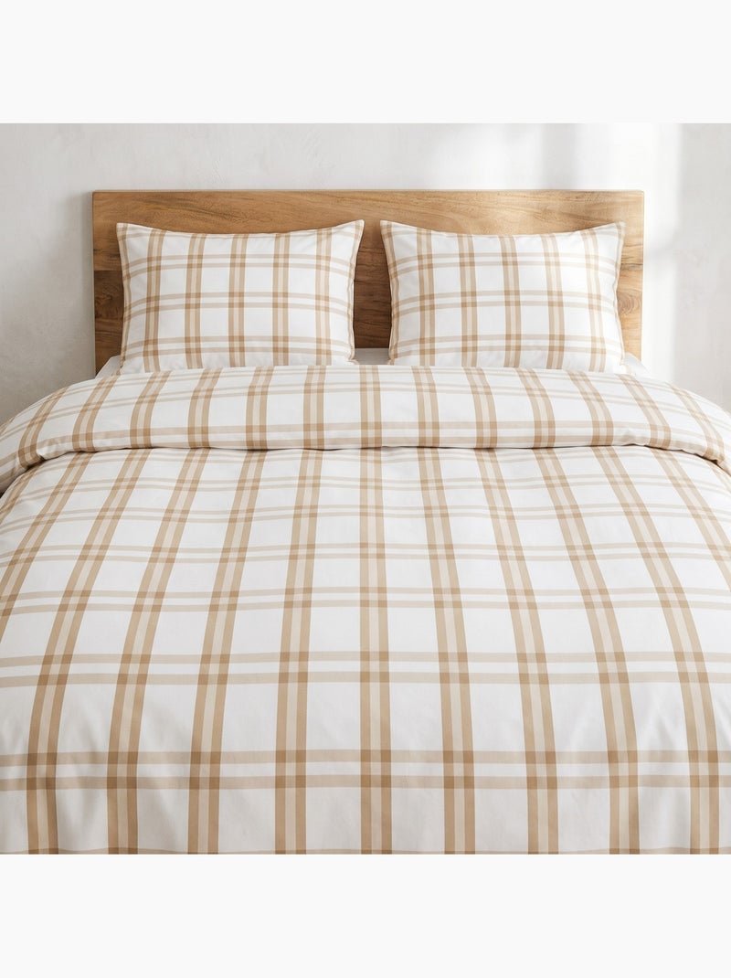 Set copripiumino 100% cotone con federa/e, quadri finestra, beige - gamusi. Beige - Kiabi
