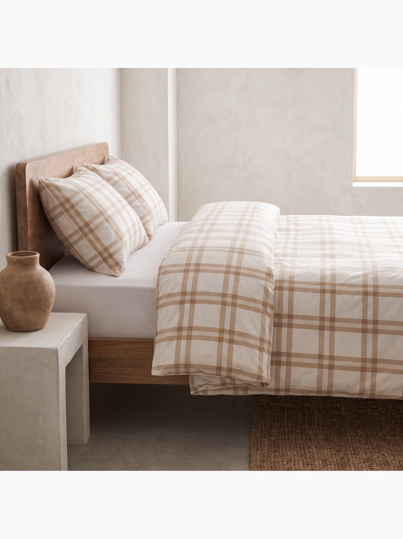 Set copripiumino 100% cotone con federa/e, quadri finestra, beige - gamusi. Beige - Kiabi