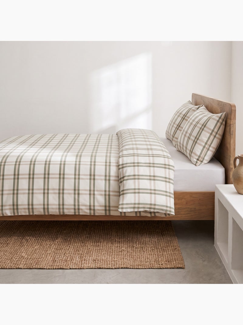Set copripiumino 100% cotone con federa/e, quadri finestra, beige - gamusi. Verde - Kiabi