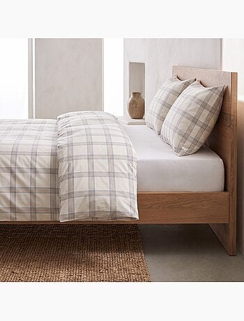 Set copripiumino 100% cotone con federa/e, quadri finestra, beige/blu - gamusi.