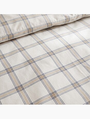 Set copripiumino 100% cotone con federa/e, quadri finestra, beige/blu - gamusi.