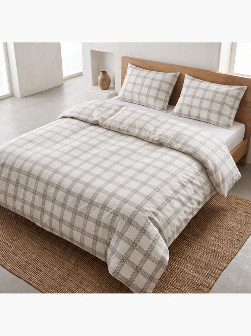 Set copripiumino 100% cotone con federa/e, quadri finestra, beige/blu - gamusi. - Kiabi
