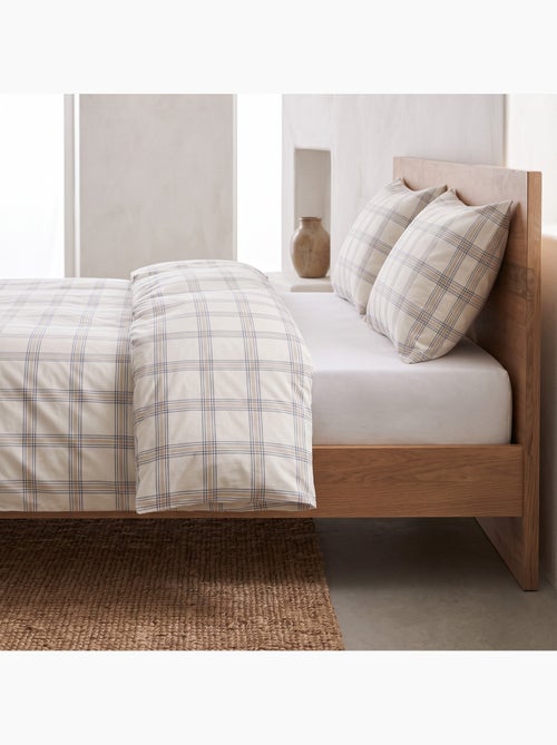 Set copripiumino 100% cotone con federa/e, quadri finestra, beige/blu - gamusi. - Kiabi