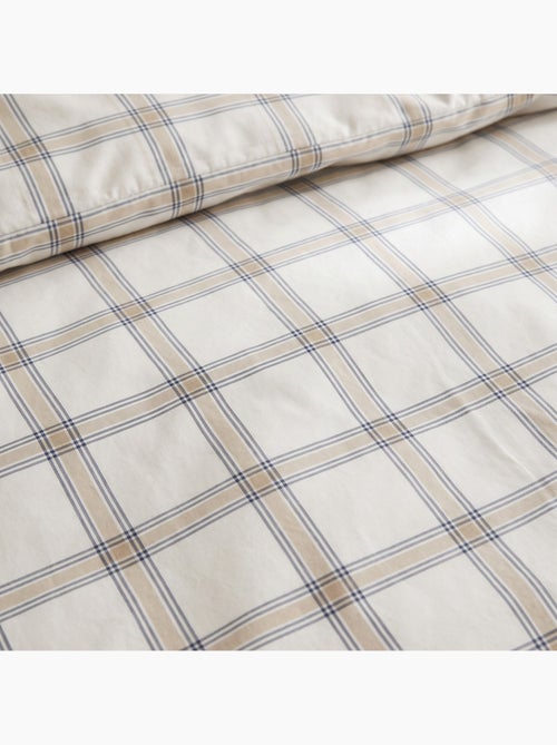 Set copripiumino 100% cotone con federa/e, quadri finestra, beige/blu - gamusi. - Kiabi