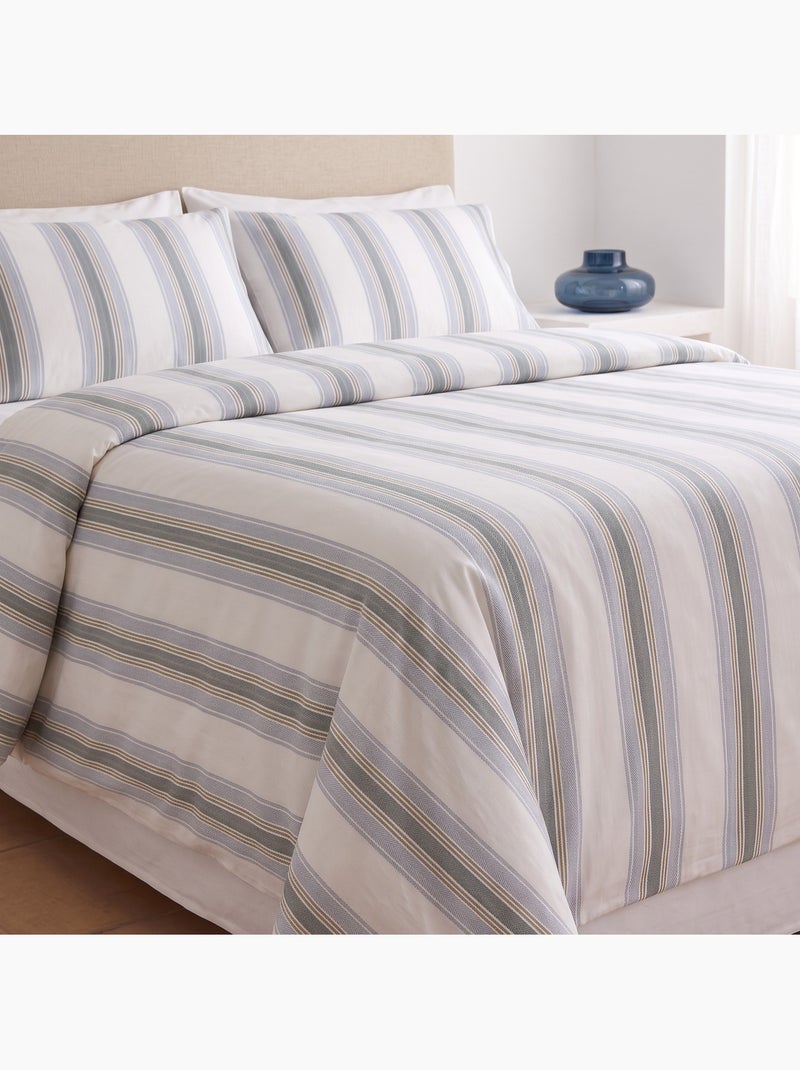 Set copripiumino 100% cotone con federa/e, righe larghe - gamusi. Blu - Kiabi