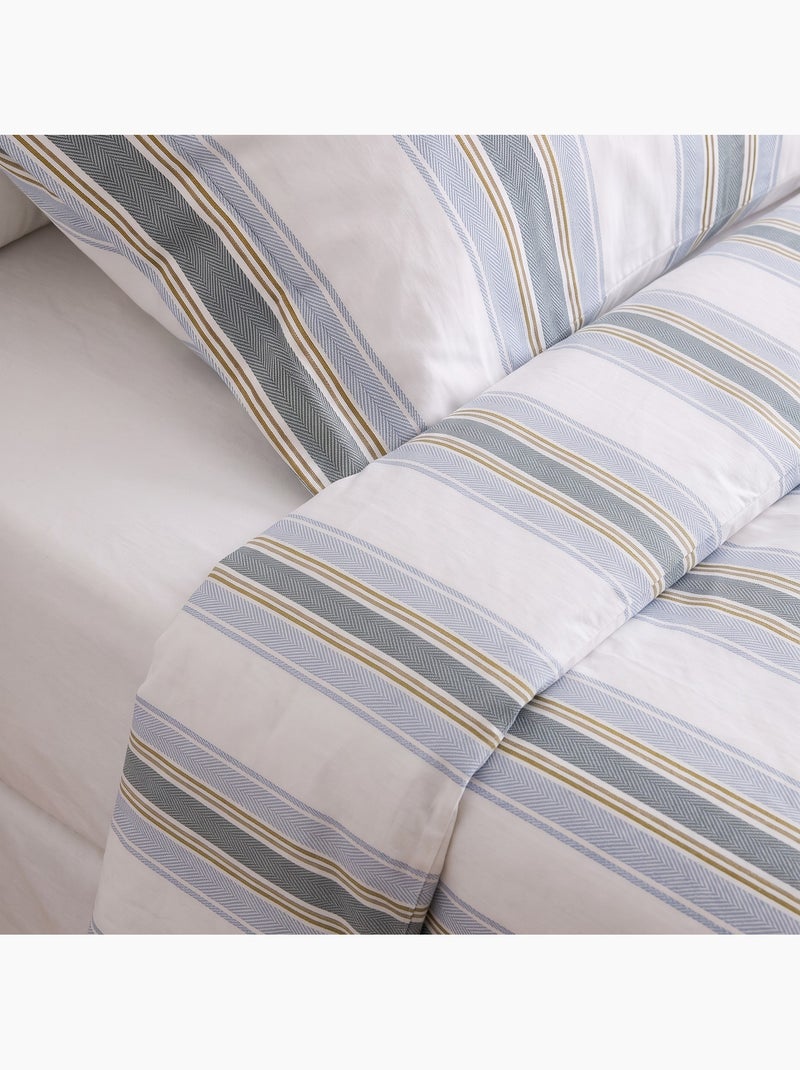 Set copripiumino 100% cotone con federa/e, righe larghe - gamusi. Blu - Kiabi