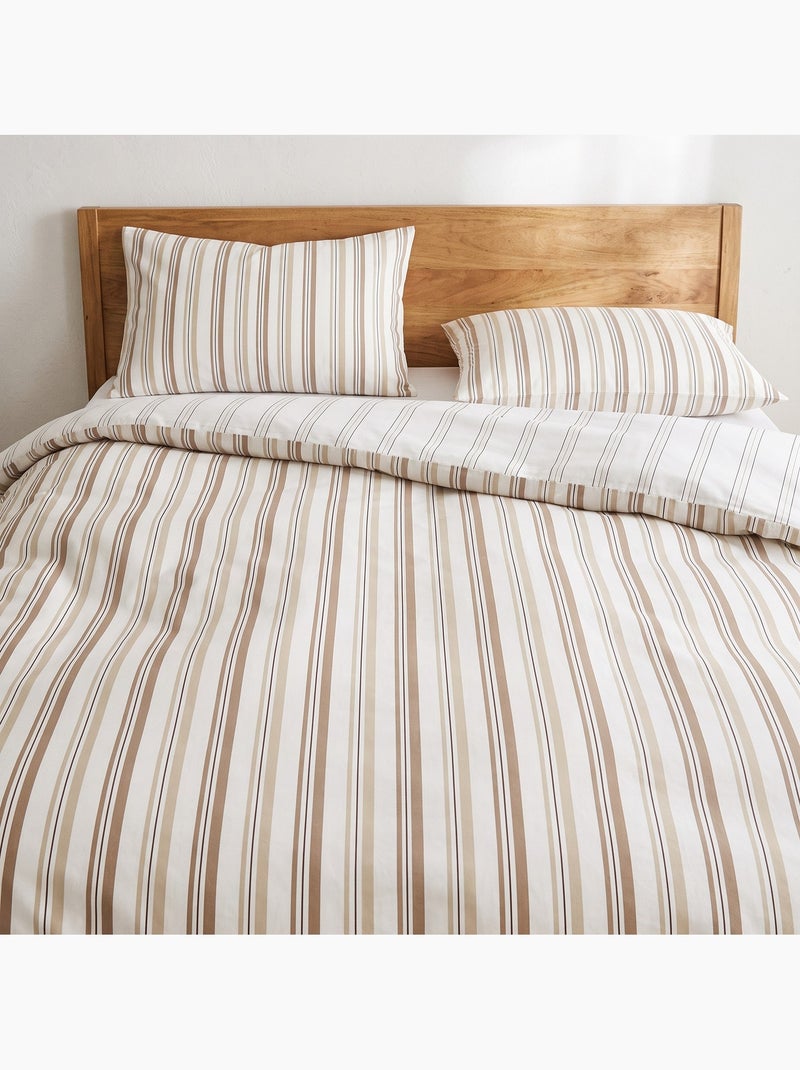 Set copripiumino 100% cotone con federa/e, righe sottili - gamusi. Beige - Kiabi