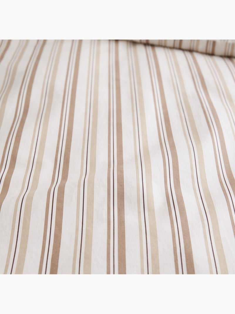 Set copripiumino 100% cotone con federa/e, righe sottili - gamusi. Beige - Kiabi
